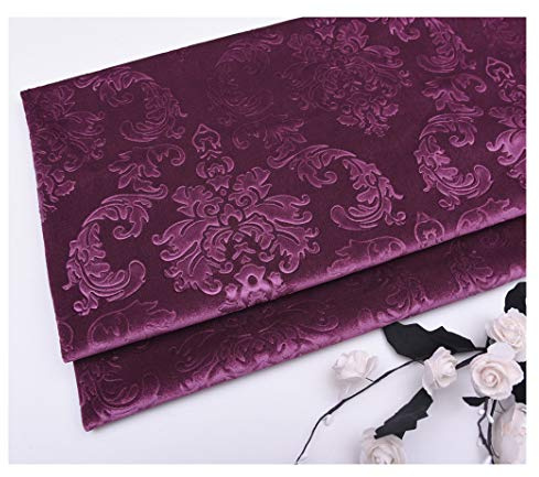 Mjukt Sammetstyg I Meter 140cm 55 '' Brett Prägling Blommönster Sammetmaterial Klädsel Draperietyg För Sömnad Av Hantverk, Kudde, Möbler(Color:Fuchsia röd)