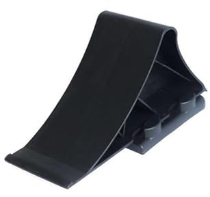 UNITRAILER Cuña de rueda con soporte – Accesorios robustos para remolques, cuñas para remolques, de plástico negro, protección para remolque de coche (900 kg)
