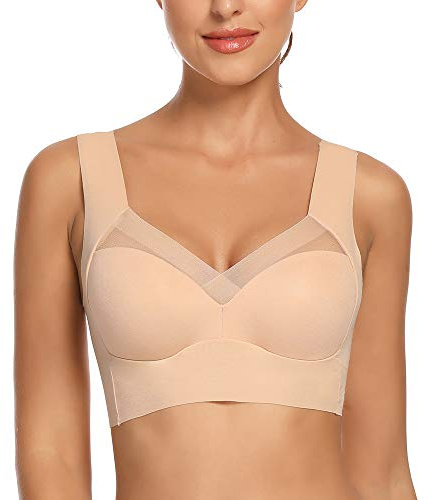 WOWENY Dam heltäckande skal T-shirt BH, komfort BHS utan bygel, Zero Feel Bralette för kvinnor