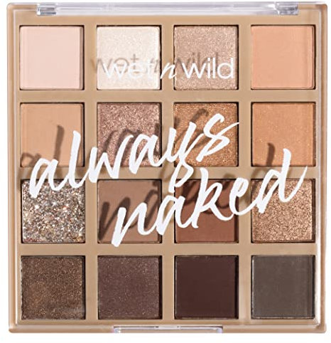 Wet n Wild Always Naked Eyeshadow Palette, Palette Ombretti in 16 Colori Neutri Sfumabili con Finish Matte, Shimmer e Glitterati per Look Soft Glam, Ombretti Occhi Nude