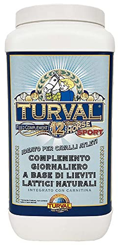Turval 12 Horse Sport 1,25 kg integratore alimentare cavalli sportivi puledri stalloni fattrici, bioregolatore intestino, probiotico, supporto coliche, stress, sforzi, con lieviti lattici naturali