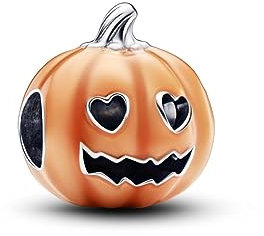 Pandora Moments Charm Citrouille en argent sterling avec émail orange transparent phosphorescent