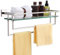 LANC A7617CP Badezimmer-Glasregal mit Handtuchstangen, 50,8 cm, silberfarben, schwebend, gehärtetes Glas, Regale mit 2 Schienen, für Badezimmer, Küchenzubehör, Organizer, Glasregal, Wandhalterung,