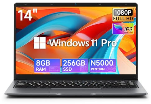 BMAX Ordinateur Portable 14 Pouces, Laptop Processeur Pentium Silver N5000 CPU, PC Portable 8 Go LPDDR4 256 Go SSD Soutien Extension 2TB Mini HDMI USB 3.0, WiFi 5, Bluetooth 5.0