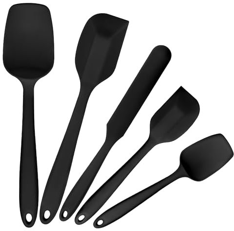 Herogo Silicone Spatula Spoon Set of 5, Food Grade Kitchen Utensils for Cooking, Heat Resistant Rubber Spatulas, Non-Stick Kitchenware, Perfect for Mixing and Baking, One-piece Design, Dishwasher Safe
