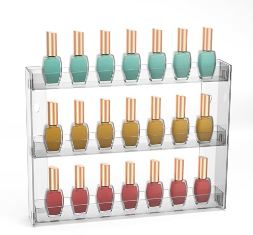 JessLab Acrylic Wall-Mounted Organizer, 1 Pack, 3-Tier, Detachable Cosmetic Storage Shelves, Clear Space-Saving Design for Bathroom and Bedroom