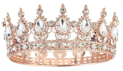 XFSRG Couronne Princesse Cristal Élégante Diadème Femme Mariage Accessoire de Cheveux pour Cérémonies et Événements Spéciaux (Roségold)