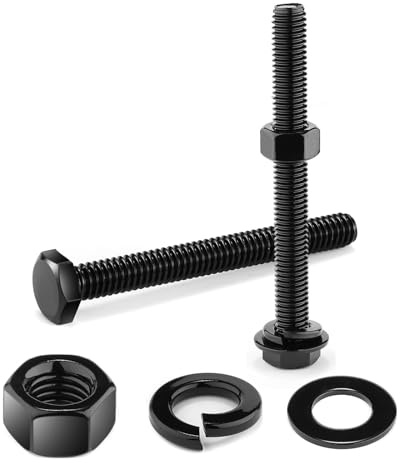 Sechskantschrauben, M6 x 100 mm, Schwarzoxid 304 Edelstahl, Muttern und Schrauben, Flach- und Sicherungsscheiben, Muttern und Schrauben, Sortimentsset, 10 Stück Wavanta