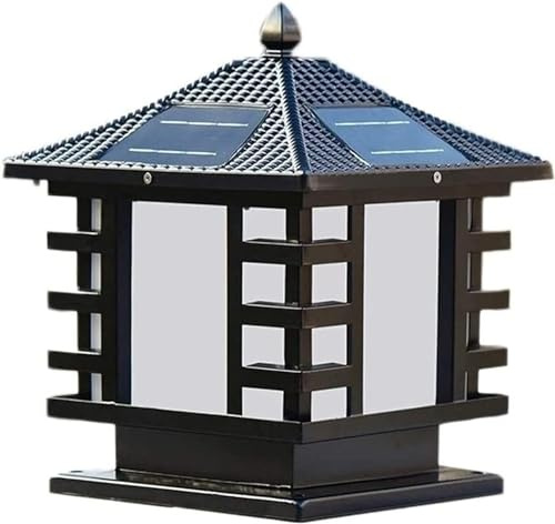 NTALJC E27 Victoria retrò con pilastro solare impermeabile leggero lampada da giardino da giardino lampada da giardino europea tradizionale VIVA VILA POSSO POSSO DI LATERNO, (Black 30cm)