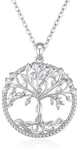 Molenia Collar de plata de ley 925 para mujer: colgante de árbol de la vida con cadena ajustable para familia, madre, cumpleaños, Navidad y Día de la Madre