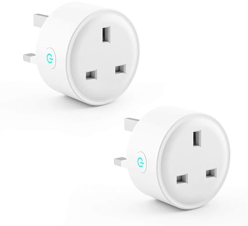 Smart Wi-Fi Plug Socket with Timer, App Remote Control, Works with Alexa & Google Home, 13A UK Smart Plug (2, One Size)