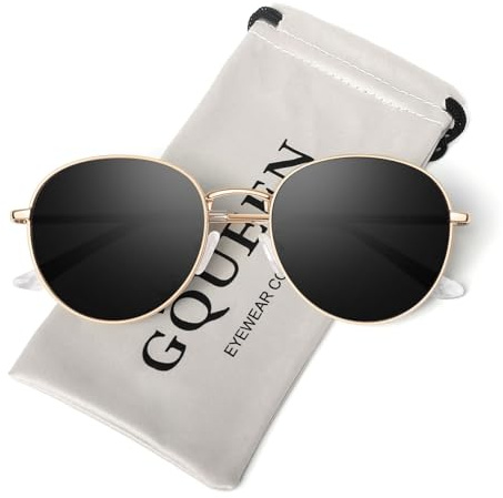 GQUEEN Retro Round Polarised Sunglasses Womens Mens Hippie Shades UV400