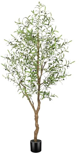 FEELEAD 6FT Faux Olive Tree with Natural Textured Trunk & Lifelike Leaves