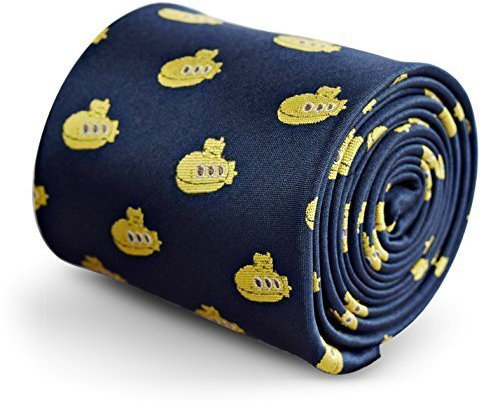 Frederick Thomas Navy Blue tie with Yellow Submarine Design