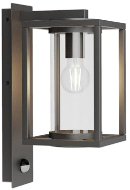 Lucande Outdoor Wall Light Ferda dimmable with Motion Detector (Modern) in Black Made of Aluminium (1 Light Source, E27) from wall lamp for Exterior/Interior Walls House Terrace und Balcony