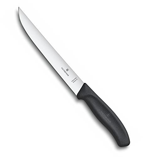 Victorinox Couteau à Découper Swiss Classic, 18 cm, Manche Ergonomique, Lame Étroite, Noir