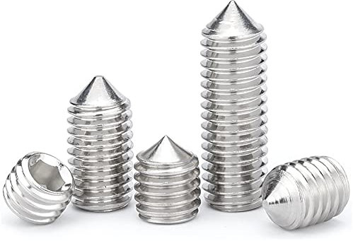 ANSIEDIO Tornillos Allen Cone Point Grub Tornillos de Acero Inoxidable Tornillos Prisioneros de Cabeza Hexagona - M6×6mm,20 pcs