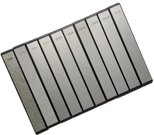 Juego de 10 piedras para afilar cuchillos de diamante, grano 80#200#400#500#600#800#1000#1500#2000#3000, piedras de afilar de diamante con una base antideslizante para afilador Ruixin, afilador de