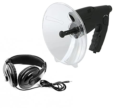 Directional microphone parabolic microphone listening device, 100 meter monocular with 8x magnification, sound amplifier hearing aid recording with headphones for bird watching, animal watching