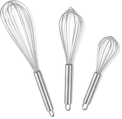 Schneebesen Set Edelstahl,Rührbesen 3 Stück Enthält 20cm, 25cm, 31cm für Mischen,Edelstahl Schneebesen Ballonschneebesen Rührbesen,Handschneebesen, zum Mischen Schlagen Aufschäumen und Rühren