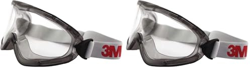 3M série 2890 - Lunettes de sécurité incolores avec monture grise - Protection contre particules et projections nocives - 1 pièce - Transparent/Gris (Lot de 2)