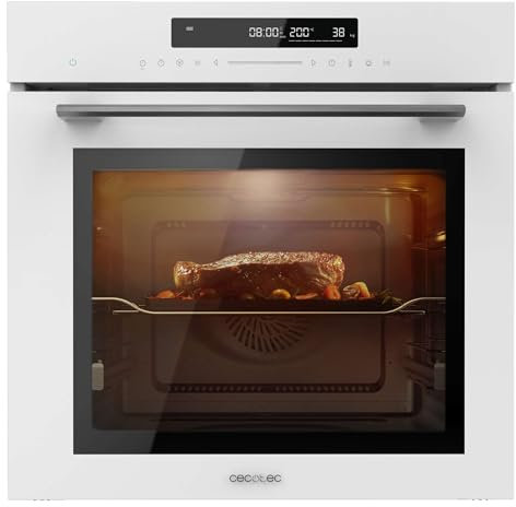 Cecotec Horno Integrable 60cm Bolero Hexa SM406000 Glass White A+. 2900W, 72L, 12 Funciones, Piedra para Pizza, Steam Assist, Steam EasyClean, Modo Eco y Defrost, Electronic Timer