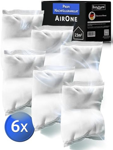 BonAura Lot de 6 recharges pour déshumidificateur I 680 g de granulés déshumidificateur I Recharge pour les pièces à vivre I Protection contre les moisissures et les odeurs
