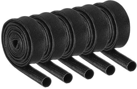 sourcing map 10Pcs Insulation Braided Cable Sleeve,3.3Ft-5/16 Inch ID Black, High Temp Silicone Coated Fiberglass Sleeving for Cable Wrap, Automotive Hose Lines Electrical Wiring Protection