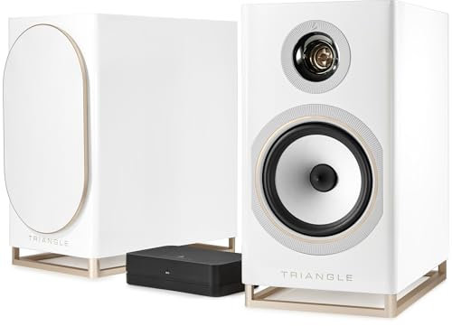 Triangle - Diffusori Connessi CAPELLA - Libreria Senza Fili 2 x 100W - Wi-Fi & Bluetooth - Airplay - TV Arc e Ottico – Made in France - 200 x 380 x 315 mm – Bianco Sidereo (Coppia)