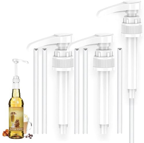 Pompa dosatrice 3Psc, dispenser per pompa sciroppo, pompa Syrup Pump, dispenser riutilizzabile per bottiglie da 500 – 1000 ml con 6 lunghe, pompa dosatrice per casa caffè bar, disinfettante per le