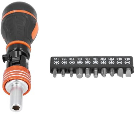 Cacciavite Dinamometrico, Cacciavite a Cricchetto 10 in 1, Regolazione Impugnatura a Pulsante, Set Cacciaviti