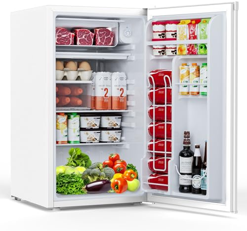 COWSAR 3.2 Cu.Ft Mini Fridge with Freezer for Bedroom Dorm, White