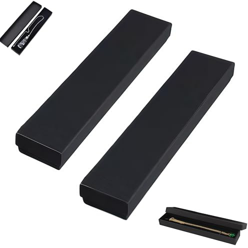 Zpeiran 2 Cajas de Regalo para Joyería Rectangulares Largas,Cajas Rectangulares Largas de Cartón negro,con Insertos de Espuma,para Pulseras,Collares,Pendientes Caja Exhibidora para Bodas y Regalos