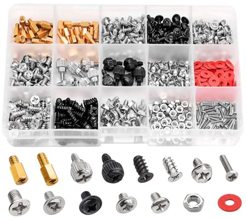 VOBOR 502 Piezas Juego de Tornillos para Ordenador, Tornillos de Reparación de Ordenador, Tornillos Standoffs para Computadora, Montaje en PC, Fijación de Placa Base, Estuche, Disco Duro