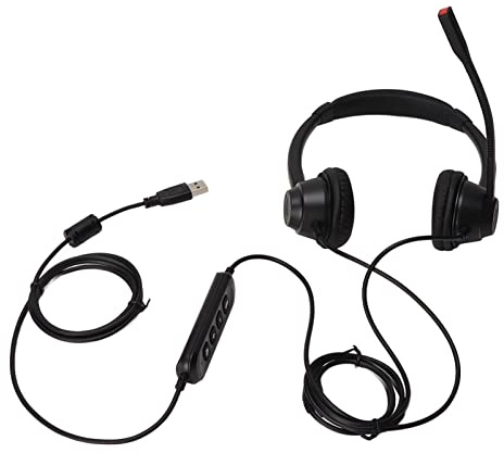 CEMTUKLBP Cuffia telefonica USB H390D, cuffia binaurale con cancellazione del rumore con microfono, volume regolabile e funzione mute, comoda cuffia da ufficio per call center, servizio