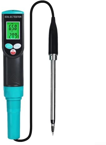 Medidor digital de suelo de 2 pulgadas con pantalla LCD retroiluminada, conductividad eléctrica impermeable y sonda probadora para hidroponía, cuidado de plantas en interiores y exteriores