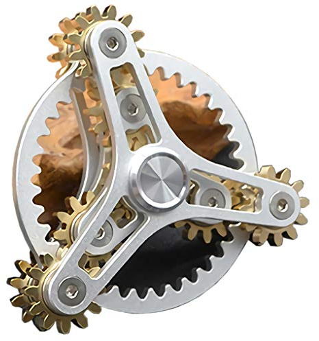Pure Brass Fidget Spinner Gears Linkage Fidget Metal DIY Hand Spinner Spins Long Time EDC Focus Meditation Break Bad Habits ADHD with Multiple Premium Bearings (13 Bearings White)