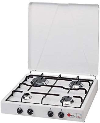 FORNELLO Parker Alimentazione Gas GPL (BOMBOLE) con 4 FUOCHI Colore Bianco E Nero - per Uso Esterno -