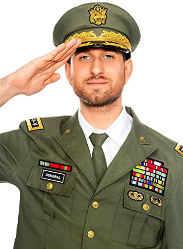 Maskworld Schneidige General-Mütze mit typischem Emblem und Ähren - ein perfektes Accessoire für Fasching Karneval Mottopartys & Halloween - Verkleidung Uniform - Einheitsgröße für Erwachsene