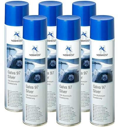 Normfest Galva 97 Silver – Zink-Aluminium-Grundierung mit Langzeitschutz und dekorativem Silber-Metallic-Finish für Karosserie, Metallbau und Industrie, 6x 400ml