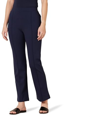 Amazon Essentials Pantalon Ponte Extensible à Enfiler, Taille Haute et Longueur Cheville Femme, Bleu Marine, XS
