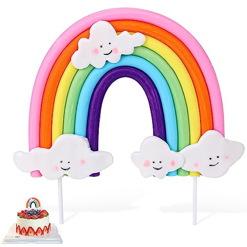 Decoración para Tartas de Cumpleaños con Arco Iris - Personalizada para Niños, Multicolor