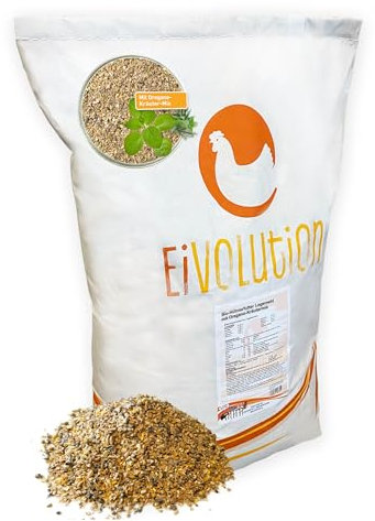 Eivolution Bio-Hühnerfutter Legemehl 14 kg, Oregano-Kräutermix, perfektes Futter für Legehennen & Geflügel, gesund und natürliches Alleinfutter, reichhaltig & schmackhaft