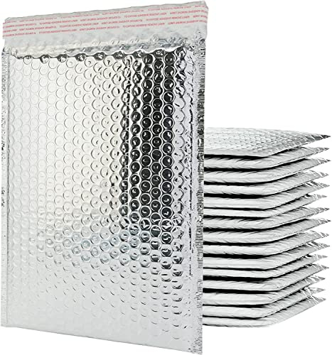 Paquete de 50 sobres de burbujas de papel de aluminio metálico, bolsas de envío autoadhesivas impermeables, sobres acolchados acolchados para envíos, correo, embalaje, productos a granel (8.66 x 10.64