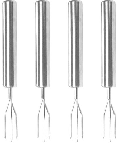 4 forchette per patate in acciaio inox, forchetta per frutta e verdura, forchetta per patate, forchetta di mais, spelucciatore, strumento portatile per barbecue