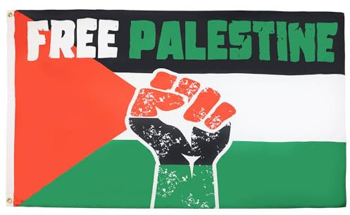 AZ FLAG - Drapeau Free Palestine Poing Levé - 150x90 cm - Drapeau Palestiniens 100% Polyester Avec Oeillets Métalliques Intégrés - Pavillon 110g
