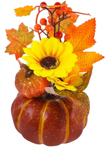 Cabilock 1 Pz Artificiale Mazzo Simulazione Zucca Ornamenti Girasole Bouquet Decorazione Del Ringraziamento