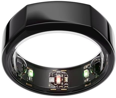 OURA Gen3 Heritage Smart-Ring - Größe 8, Black | Wearable für Schlaf-, Herzfrequenz- und Fitnesstracking - Bis zu 7 Tage Akkulaufzeit - Kompatibel mit iOS/Android - Bestimme Deine Größe vor dem Kauf