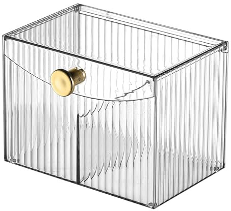 Hwtcjx Wattestäbchen Halter, Wattepad-Halter, Wattepads Aufbewahrung, Wattestäbchen Behälter mit bezug, Wattepadspender Acryl, für Wohnzimmer, Schlafzimmer, Badezimmer