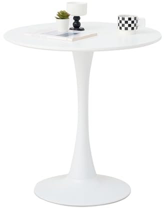 DEYARNA HOME Mesa de Comedor Redonda (El Escritorio es un Panel Completo), Mesa de Cocina Moderna para Comedor, Salón, Cafetería, Oficina, Balcón, 70cm*70cm*75cm (Blanco)
